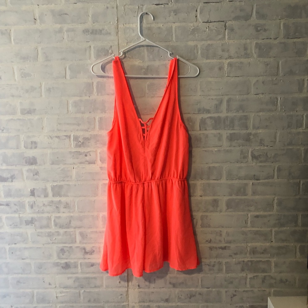 Neon Coral Romper